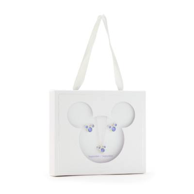 Parure collier et clous d'oreilles Mickey, pierre porte-bonheur Septembre