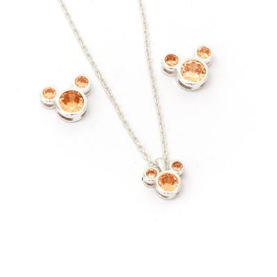 Mickey Mouse November Birthstone Necklace and Earrings Set