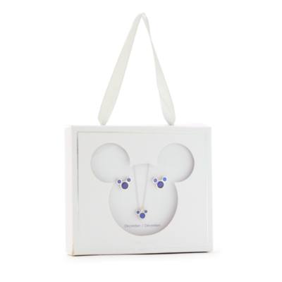 Mickey Mouse December Birthstone Necklace and Earrings Set