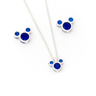 Mickey Mouse December Birthstone Necklace and Earrings Set