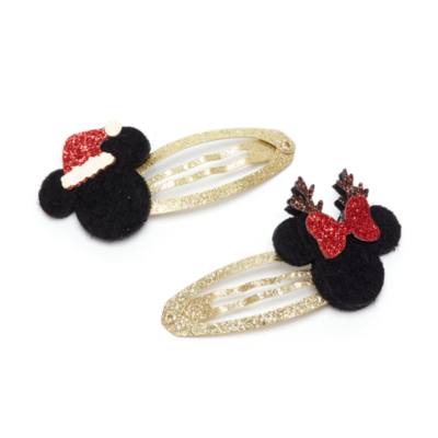 Mickey And Minnie Holiday Cheer Hair Clips, Pack of 2