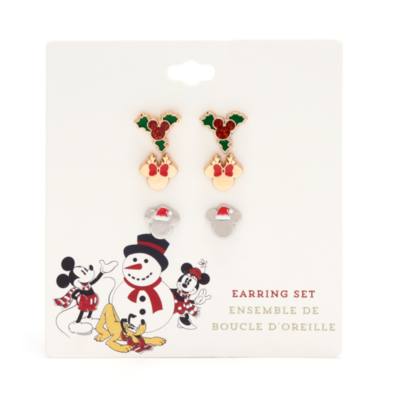 Pendientes bot&oacute;n Mickey y Minnie, Holiday Cheer, Disney Store (3&nbsp;u.)