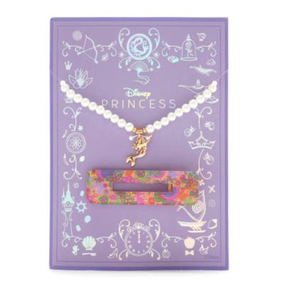 Disney Store The Little Mermaid Hair Clip, Necklace and Postcard Set