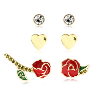 Verzauberte Rose - Vergoldete Ohrringe - 3er-Set