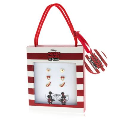 Pendientes rojos ba&ntilde;ados en oro Minnie, juego de 3 pares
