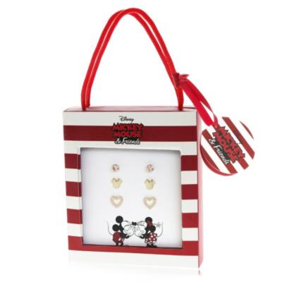Pendientes rosas ba&ntilde;ados en oro Minnie, juego de 3 pares