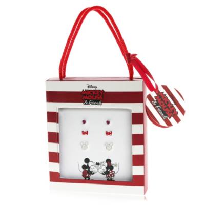 Pendientes ba&ntilde;ados en plata Mickey y Minnie, juego de 3 pares