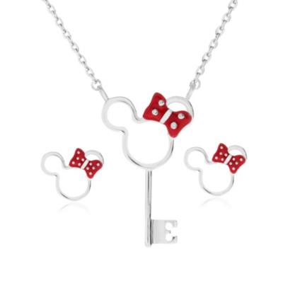 Minnie Mouse Key Silver-Plated Pendant and Earrings Set