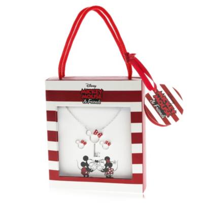 Minnie Mouse Key Silver-Plated Pendant and Earrings Set