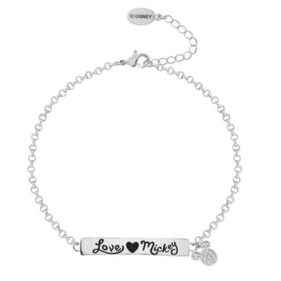 Love Mickey - Versilbertes Armband mit Zitat