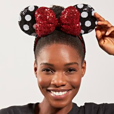 Walt Disney World Minnie Mouse Red, Black and White Sequin Ears Headband for Adults
