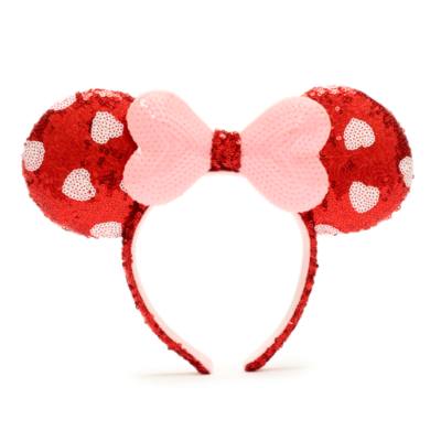 Disney Red and Pink Minnie Mouse Ears Headband. New condition. Mickey Mouse Red Heart Sequin Bow Girl Minnie Ears Disney  main image 4