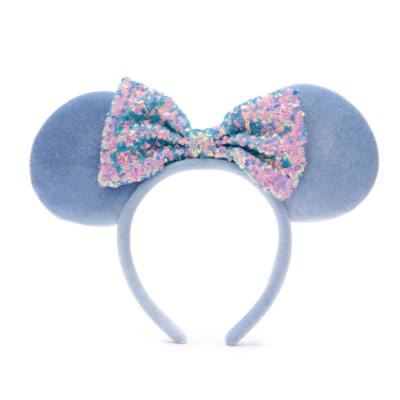 Walt Disney World Minnie Mouse Cornflower Blue Sequin Ears Headband For Adults