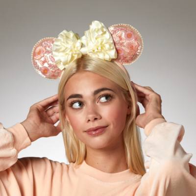 Disney Parks Minnie Mouse Pink Floral Ears Headband For Adults