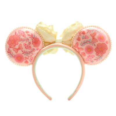 Disney Parks Minnie Mouse Pink Floral Ears Headband For Adults