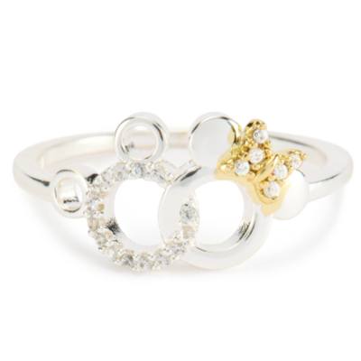 Mickey and Minnie Mouse Silvertone Ring