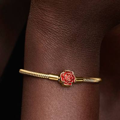 Disney X Pandora Beauty and the Beast Enchanted Rose Snake Chain Bracelet