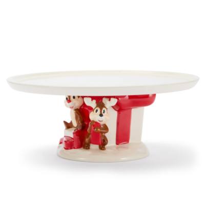 Plato con pie festivo para servir Chip y Chop