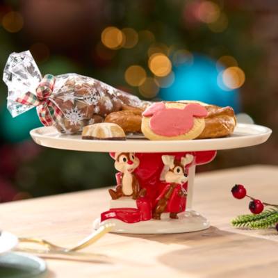 Plato con pie festivo para servir Chip y Chop