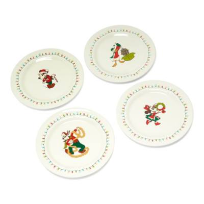 Mickey and Friends Vintage Christmas Plates, Set of 4