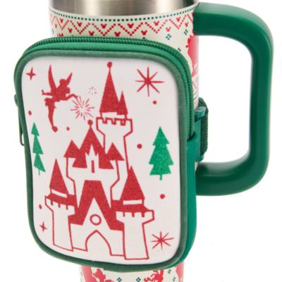 Vaso navide&ntilde;o acero inoxidable con pajita y estuche con cremallera, Mickey Mouse de Pap&aacute; Noel