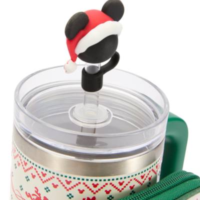 Gobelet Mickey en p&egrave;re No&euml;l en acier inoxydable avec paille et &eacute;tui zipp&eacute;