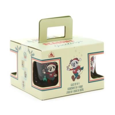 Mickey and Friends Vintage Festive Glasses, Set of 4