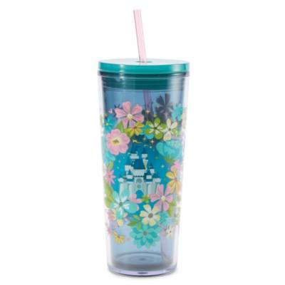 Walt Disney World Cinderella Castle Floral Straw Tumbler