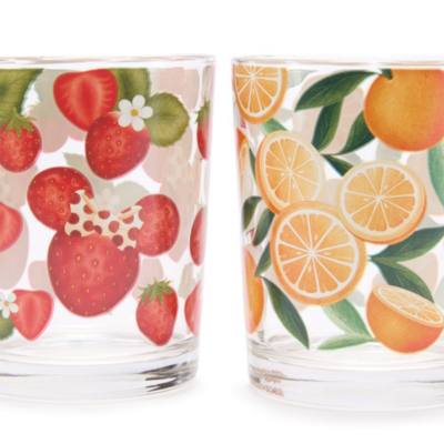 Mickey Mouse and Minnie Mouse Fruit Glasses, Set of 4