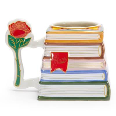 Beauty and the Beast Books and Rose Figural Mug