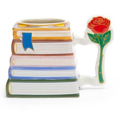 Beauty and the Beast Books and Rose Figural Mug