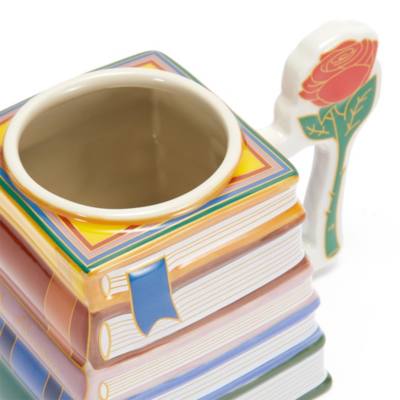 Beauty and the Beast Books and Rose Figural Mug