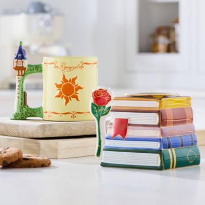 Beauty and the Beast Books and Rose Figural Mug