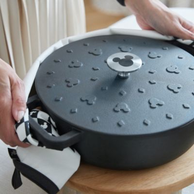 Prestige Disney Monochrome Mickey Mouse Cast Iron Shallow Casserole with Lid - 24cm