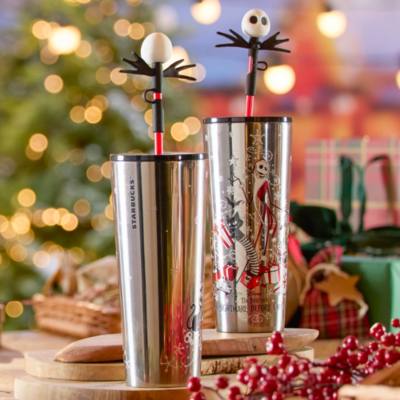 Starbucks Gobelet L'&Eacute;trange No&euml;l de Monsieur Jack de Tim Burton en acier inoxydable avec paille