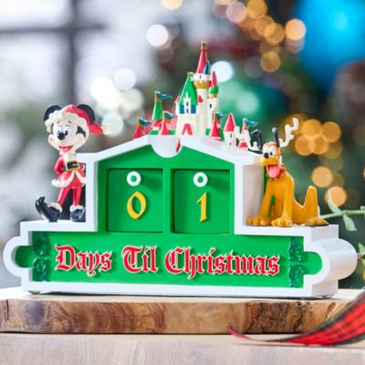Santa Mickey Mouse and Pluto Festive Fantasyland Castle Countdown Calendar Figure