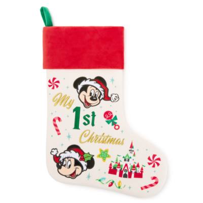 Santa Mickey Mouse and Mrs. Claus Minnie Mouse 'My First Christmas' Festive Baby Stocking