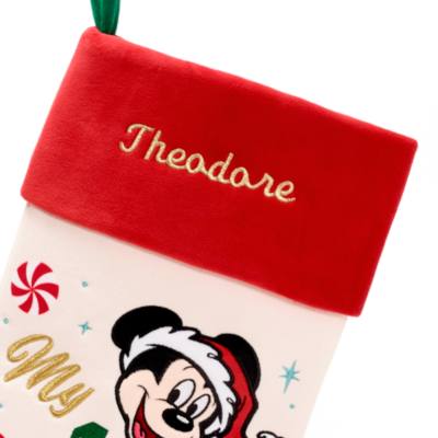 Santa Mickey Mouse and Mrs. Claus Minnie Mouse 'My First Christmas' Festive Baby Stocking