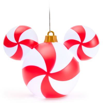 Mickey Mouse Icon Peppermint Swirl Small Festive Light-Up Ornament - 14cm