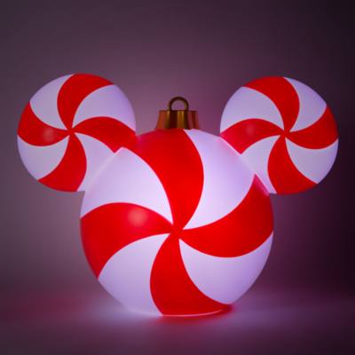 Mickey Mouse Icon Peppermint Swirl Large Festive Light-Up Ornament - 47cm