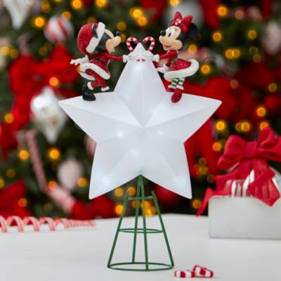 Mickey and Minnie Mouse Light-Up Festive Tree Topper | Disney Store