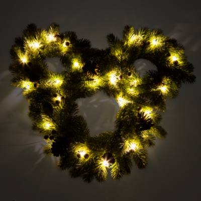 Mickey Mouse Icon Light-Up Holiday Wreath, Disney Holiday Haven Collection
