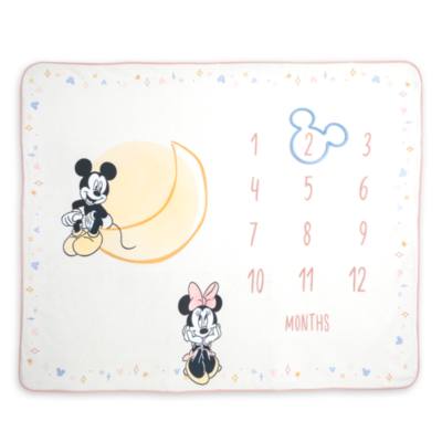 Mickey Mouse and Minnie Mouse Baby Milestone Blanket Set