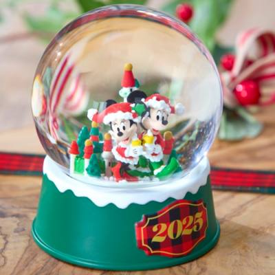 Santa Mickey Mouse and Minnie Mouse Fantasyland Castle Festive Snow Globe