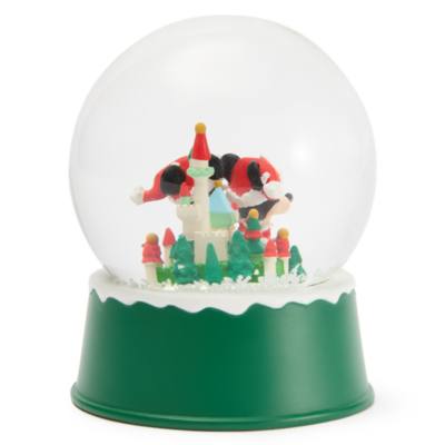 Santa Mickey Mouse and Minnie Mouse Fantasyland Castle Festive Snow Globe