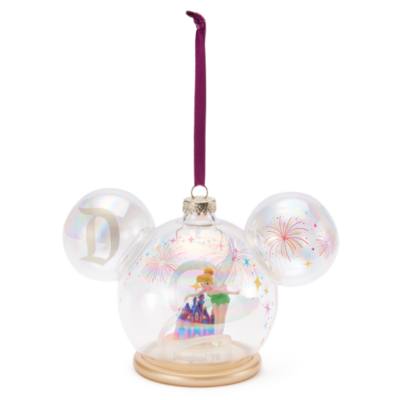Disneyland Resort 70th Anniversary Tinker Bell and Sleeping Beauty Castle in Glass Mickey Mouse Icon Ornament
