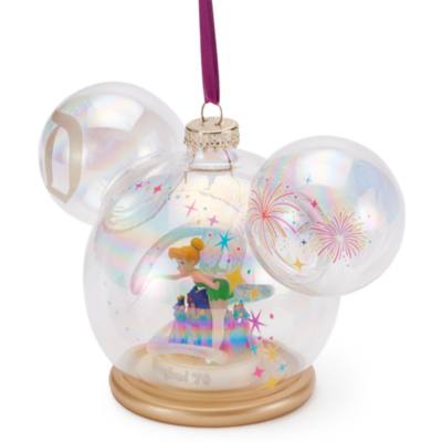 Disneyland Resort 70th Anniversary Tinker Bell and Sleeping Beauty Castle in Glass Mickey Mouse Icon Ornament