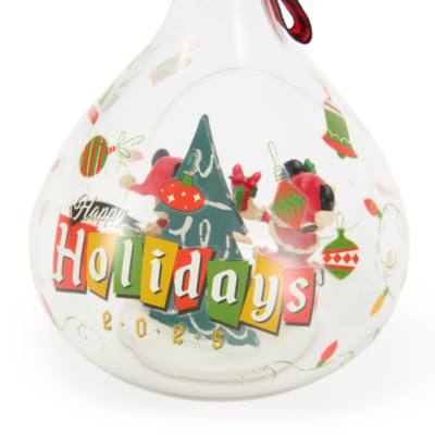 Mickey and Minnie Mouse 2025 Festive Glass Droplet Ornament