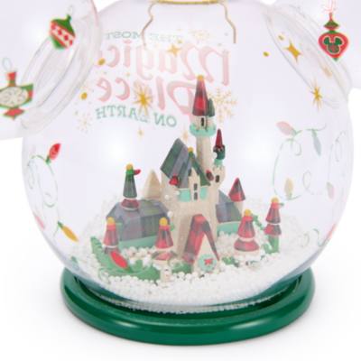 Walt Disney World Cinderella Castle Mickey Mouse Icon Festive Glass Ornament