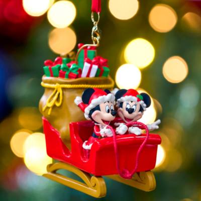 Mickey and Minnie Mouse Festive Sleigh Ornament